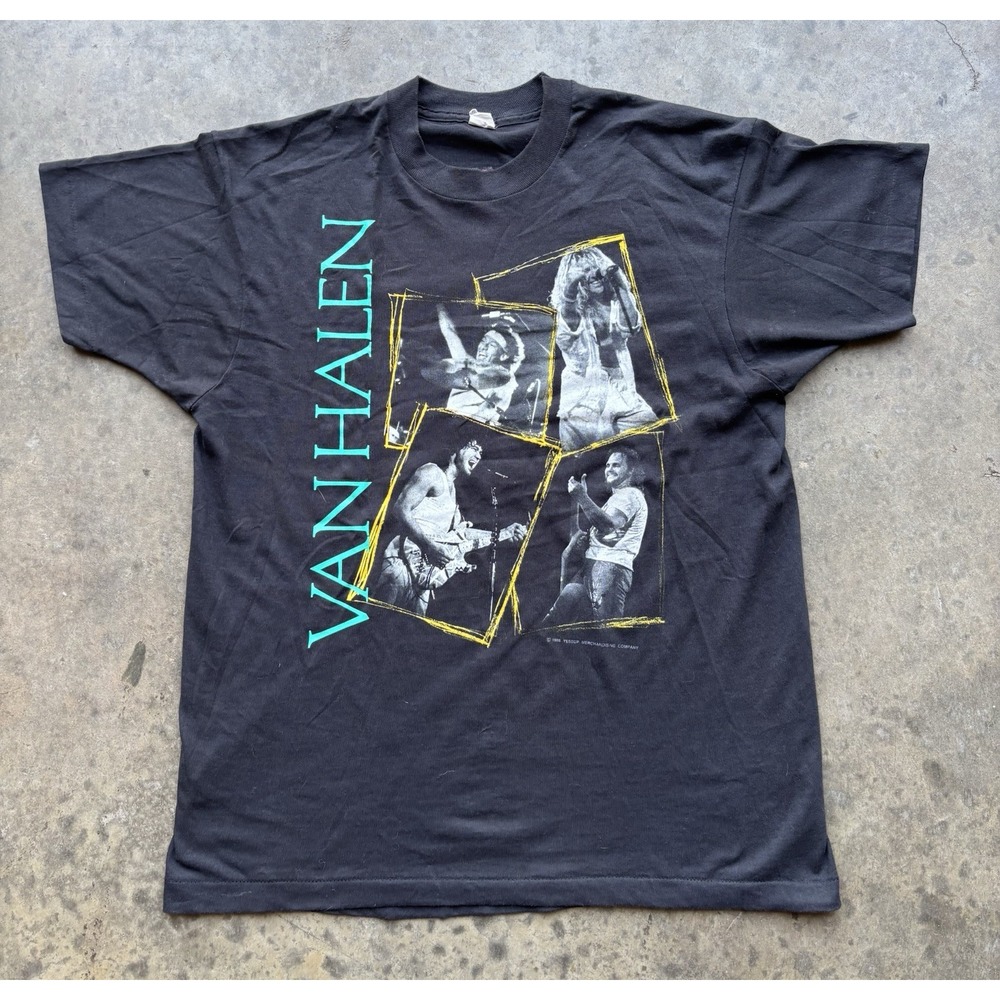 Vintage 80s Van Halen OU812 World Tour 1988 T-Shirt Single Stitch Size XL Black